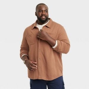 Men's Long Sleeve Knit Quilted Button Down Shirt Jacket - Goodfellow & Co Cedar